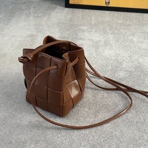 Anthropologie Woven Mini Bucket Bag in Brown
